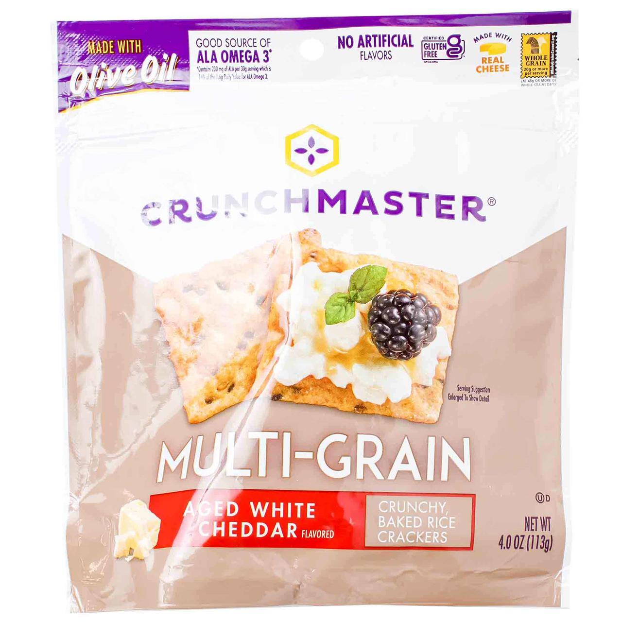 Crunchmaster Multi-Grain Crackers Aged White Cheddar - Gluten Free, 4oz Pack Of 12