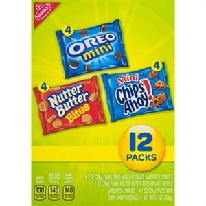 Oreo Original, Oreo Golden, Chips Ahoy! & Nutter Butter Cookie Snacks Variety Pack, 56 ct Snack Packs (2 Cookies per Pack)