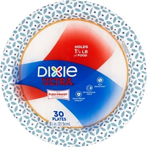 Dixie Ultra Deep Dish Paper Plates, 9 9/16 inch Dinner Size Printed  Disposable Plates, 40 Count (1 Pack of 40 Plates)
